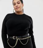 Asos Design Curve Jeans Multi Chain Waist And Hip Belt - Black