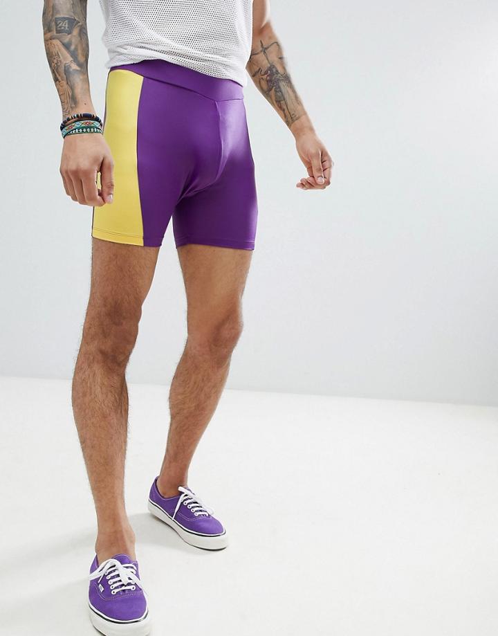 Asos Design Festival Megging Shorts With Color Blocking - Navy