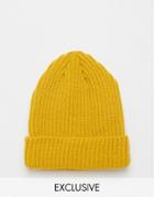 Reclaimed Vintage Trawler Beanie In Yellow - Yellow