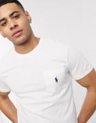 Polo Ralph Lauren Slub Player Logo Pocket T-shirt In White Exclusive To Asos