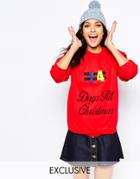 Reclaimed Vintage Holidays Sweater With Novelty Days To Holidays - Red