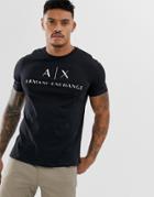 Armani Exchange Text Logo T-shirt In Black - Black
