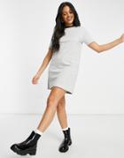 Brave Soul Lennie Contrast Ringer T-shirt Dress In Gray-grey