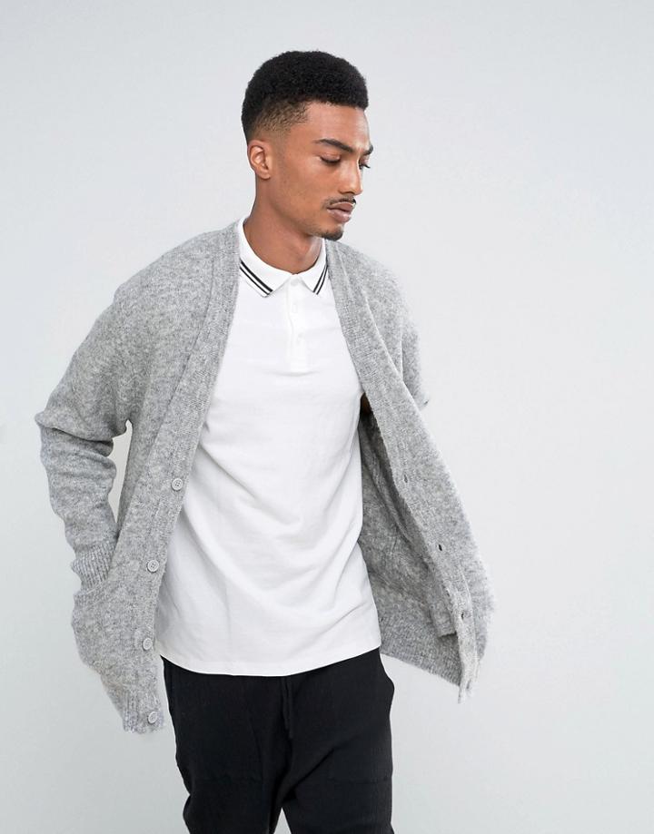 Weekday Quinn Cardigan - Gray