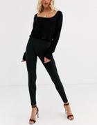 Asos Design Bardot Ruched Side Long Sleeve Mini Dress-multi