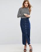 Brave Soul Buttoned Midi Skirt - Blue