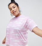 The Simpsons X Asos Design Curve Relaxed Crop T-shirt In Cloud Print - Pink