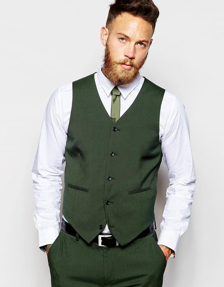 Asos Skinny Vest In Green - Green