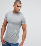 Asos Tall Longline T-shirt With Crew Neck In Gray Marl - Gray