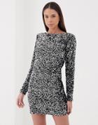 4th & Reckless Long Sleeve Sequin Mini Dress In Black
