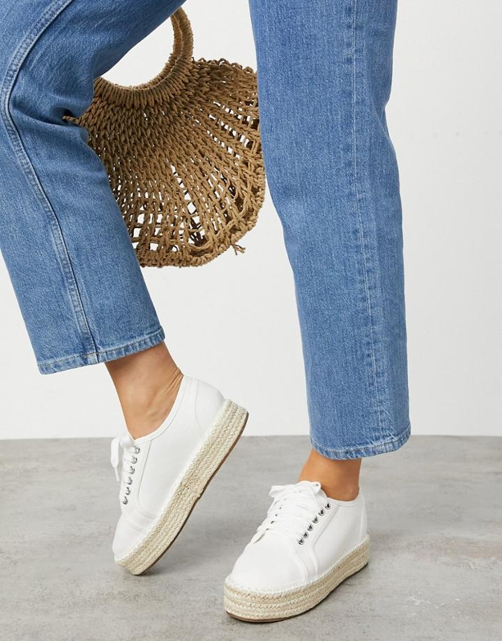 Asos Design James Flatform Sneaker Espadrilles In Cream-white