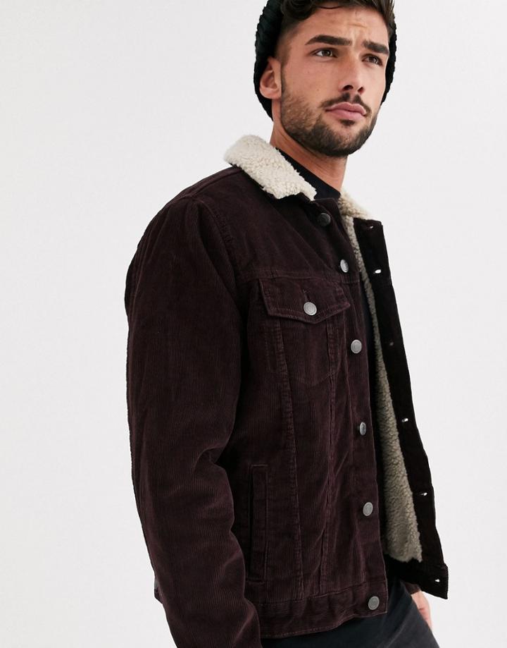 New Look Cord Fleece Lined Western In Burgundy