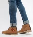 Asos Design Desert Boots In Tan Cord With Embroidery Detail - Tan