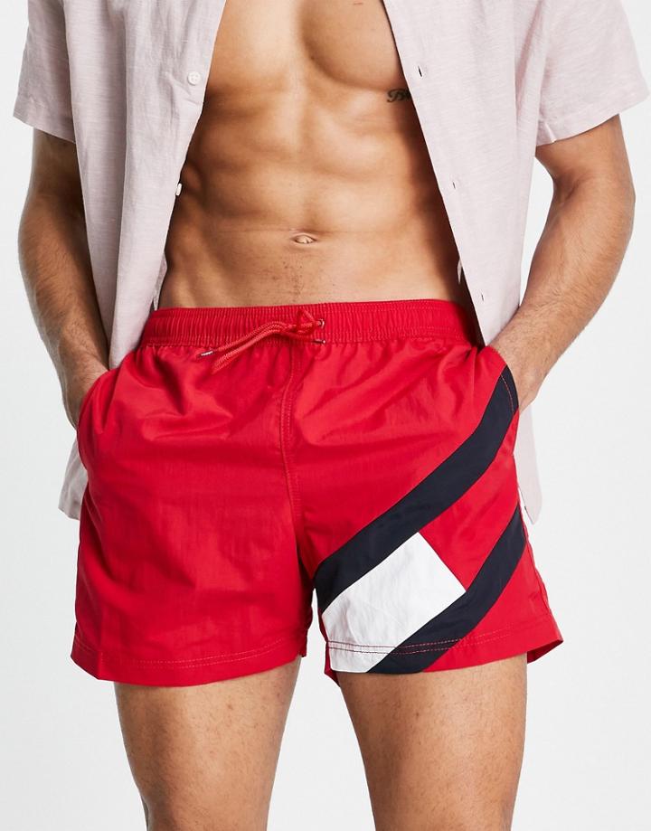 Tommy Hilfiger Swim Shorts With Side Logo In Red