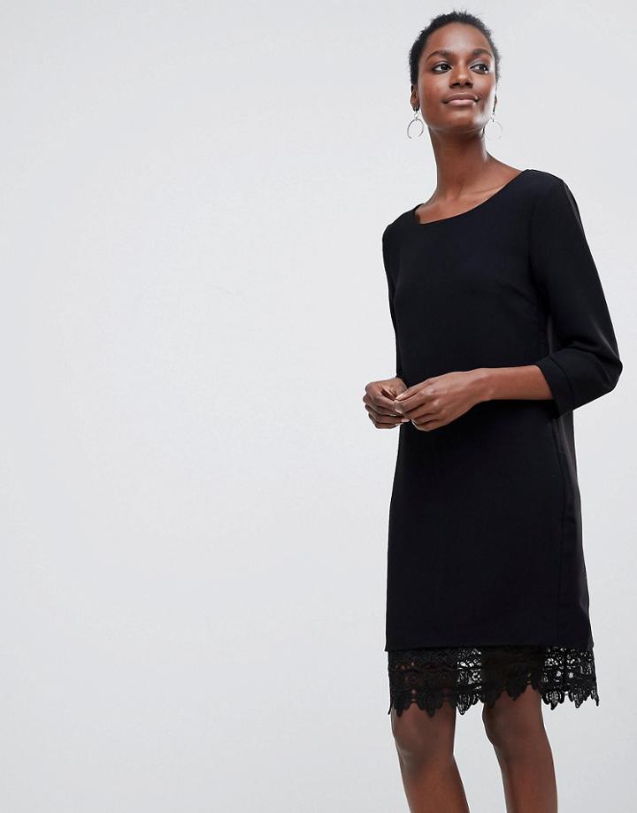 Vila Lace Trim Shift Dress - Black