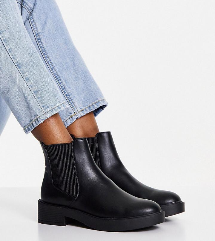 Asos Design Wide Fit Alford Chelsea Boots In Black