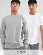 Asos Sweatshirt And Short Sleeve T-shirt 2 Pack Save - Multi