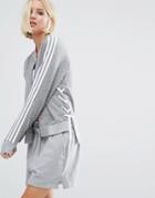 Adidas Originals Lace Up Three Stripe Bomber Jacket - Gray