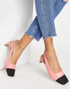 Asos Design Shelly Toecap Slingback Mid Heel Shoes In Pink