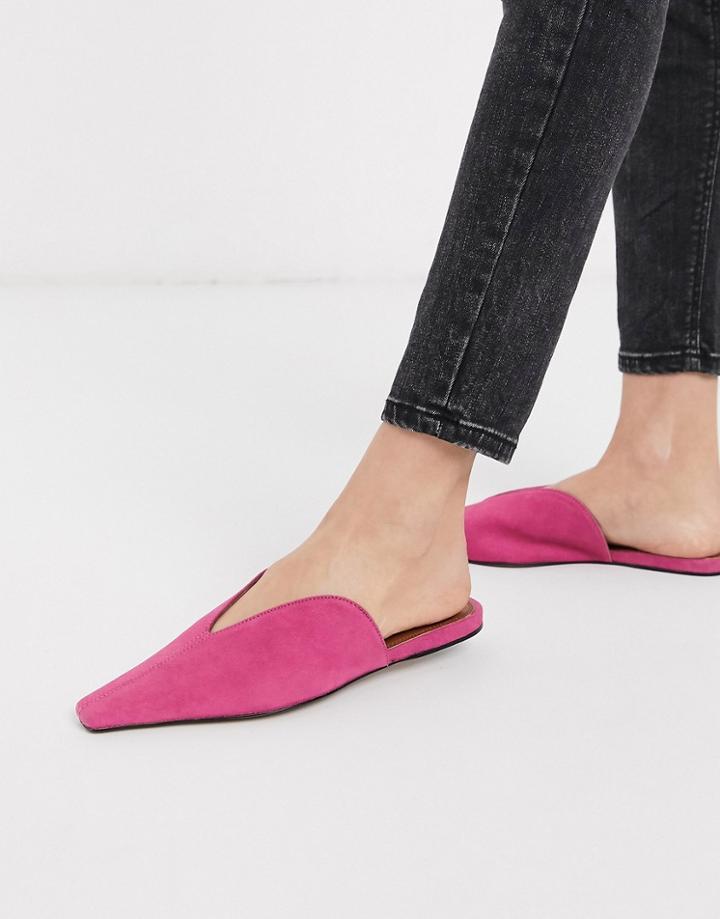 Asos Design Landing Suede Mules In Pink