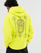 Asos Design Oversized Hoodie In Lime Green With Mythological Back Print