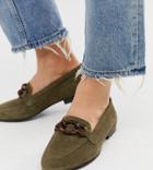 Asos Design Wide Fit Verse Chain Detail Loafer In Chocolate-brown