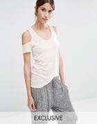 Stitch & Pieces Open Shoulder Top - White