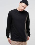 Asos Oversized Long Sleeve T-shirt In Black - Black