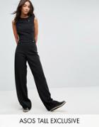 Asos Tall Sleeveless Wide Leg Minimal Jumpsuit - Black