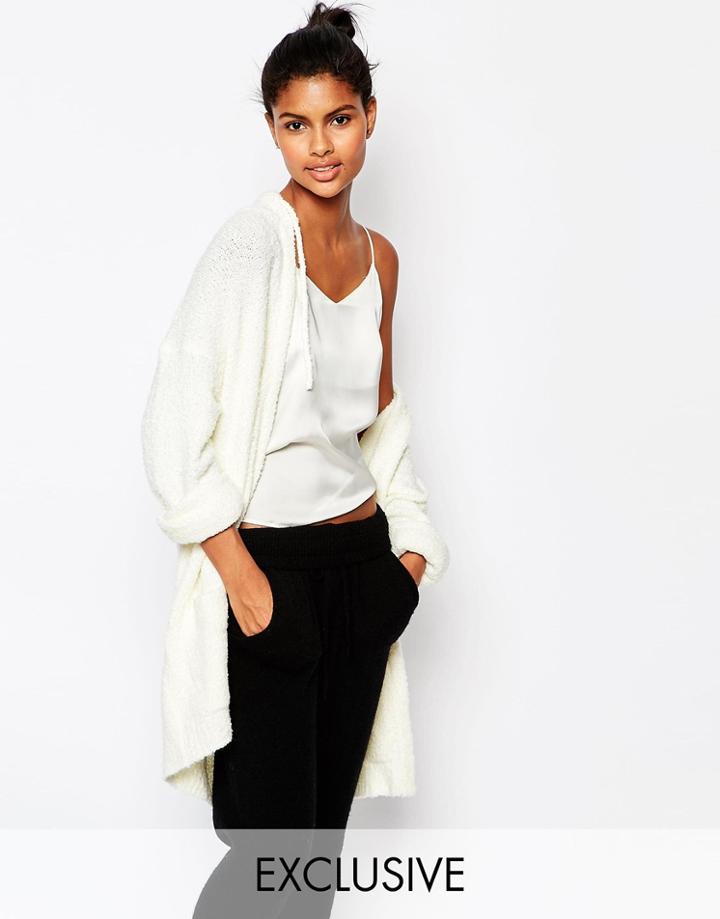 Micha Lounge Cosy Boucle Hooded Cardigan - Cream
