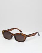 Asos Design Square Sunglasses In Tort With Gold Detailing - Brown