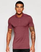 Asos Extreme Muscle Jersey Polo In Burgundy Marl - Burgundy Marl