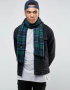 Fred Perry Blackwatch Plaid Scarf In Cashmere Mix - Black