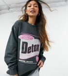 Collusion Detox Print Sweatshirt In Washed Black-purple