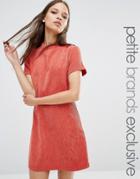 Fashion Union Petite Kent Textured High Neck Pencil Dress - Red