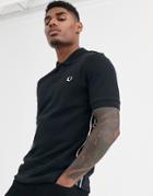 Fred Perry Logo Side Taped Polo Shirt In Black