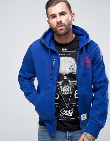 Crosshatch Zip-through Hoodie - Blue