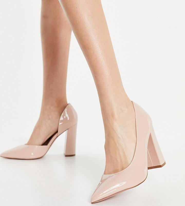 Asos Design Wide Fit Waiter D'orsay High Heels In Beige-neutral