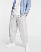Asos Design Wide Crop Chino Pants In Light Gray-grey