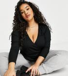 Yours Ballet Wrap Top In Black