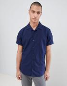 Selected Homme Short Sleeve Revere Collar Shirt - Navy