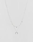 Orelia Mini Coin & Horn Layered Necklace - Silver