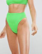 Asos Mix And Match Crinkle High Leg High Waist Bikini Bottom - Green