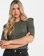 Jdy Ulrikka 2/4 Wrinkle Jersey Top In Green