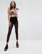 Asos Halloween Leggings In Cobweb Mesh - Black