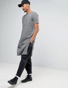 Asos Super Longline Knitted T-shirt With Extra Long Side Splits - Gray