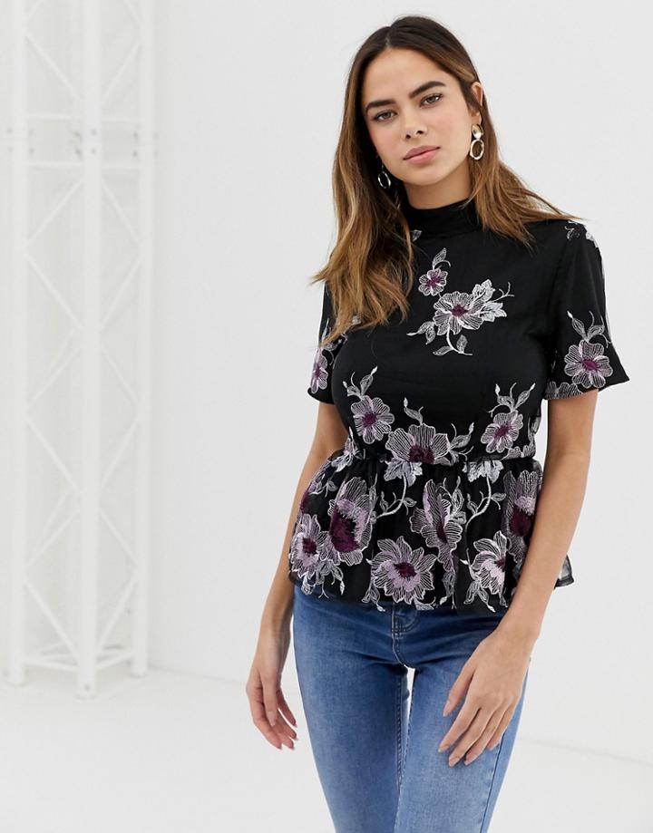 Vila Floral Peplum Blouse - Multi