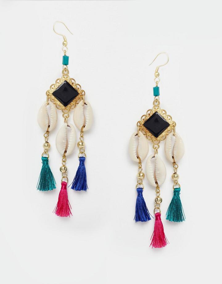 Asos Shell Tassel Earrings - Multi