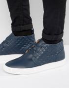 Steve Madden Quicker Leather Chukka Sneakers - Navy