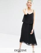 Monki Exclusive V Neck Midi Dress - Black